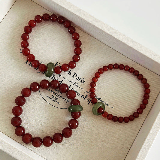 Hetian Jade Ring & The Natural Red Agate Bracelet