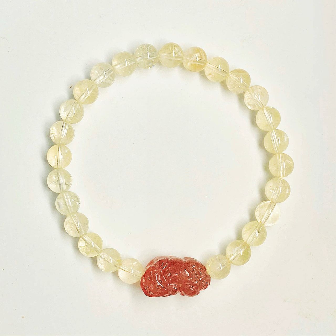 Strawberry Quartz Pi Xiu & Yellow Aventurine Bracelet