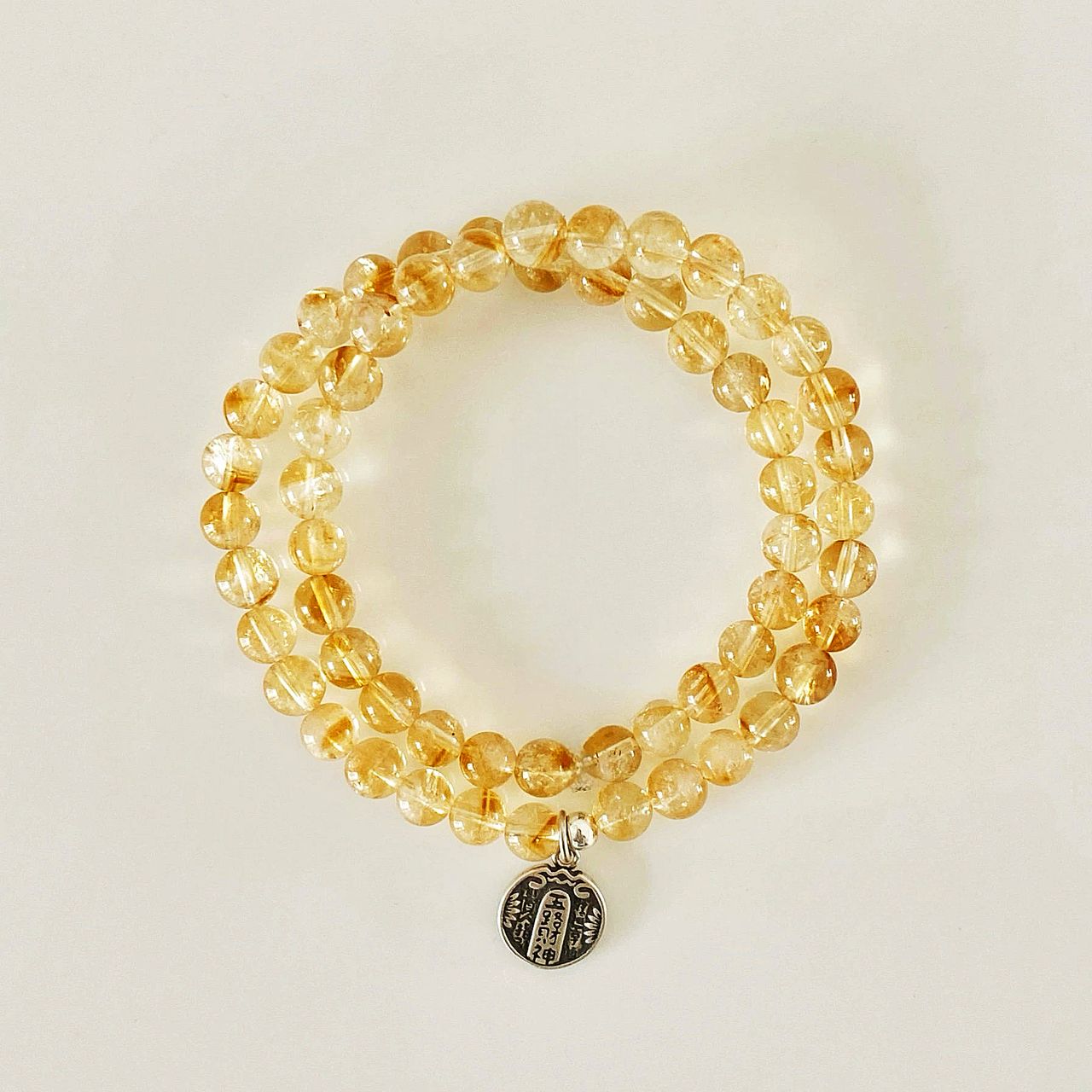 925 Silver（五路财神）& Citrine Double Loop Bracelet