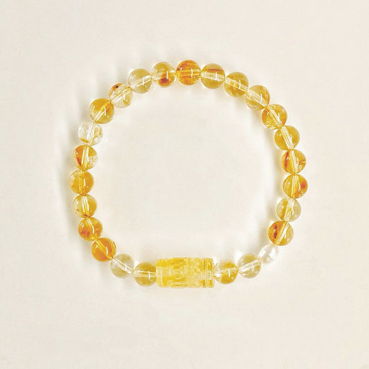 Citrine Pattern Bead & Pearl with Citrine Bracelet